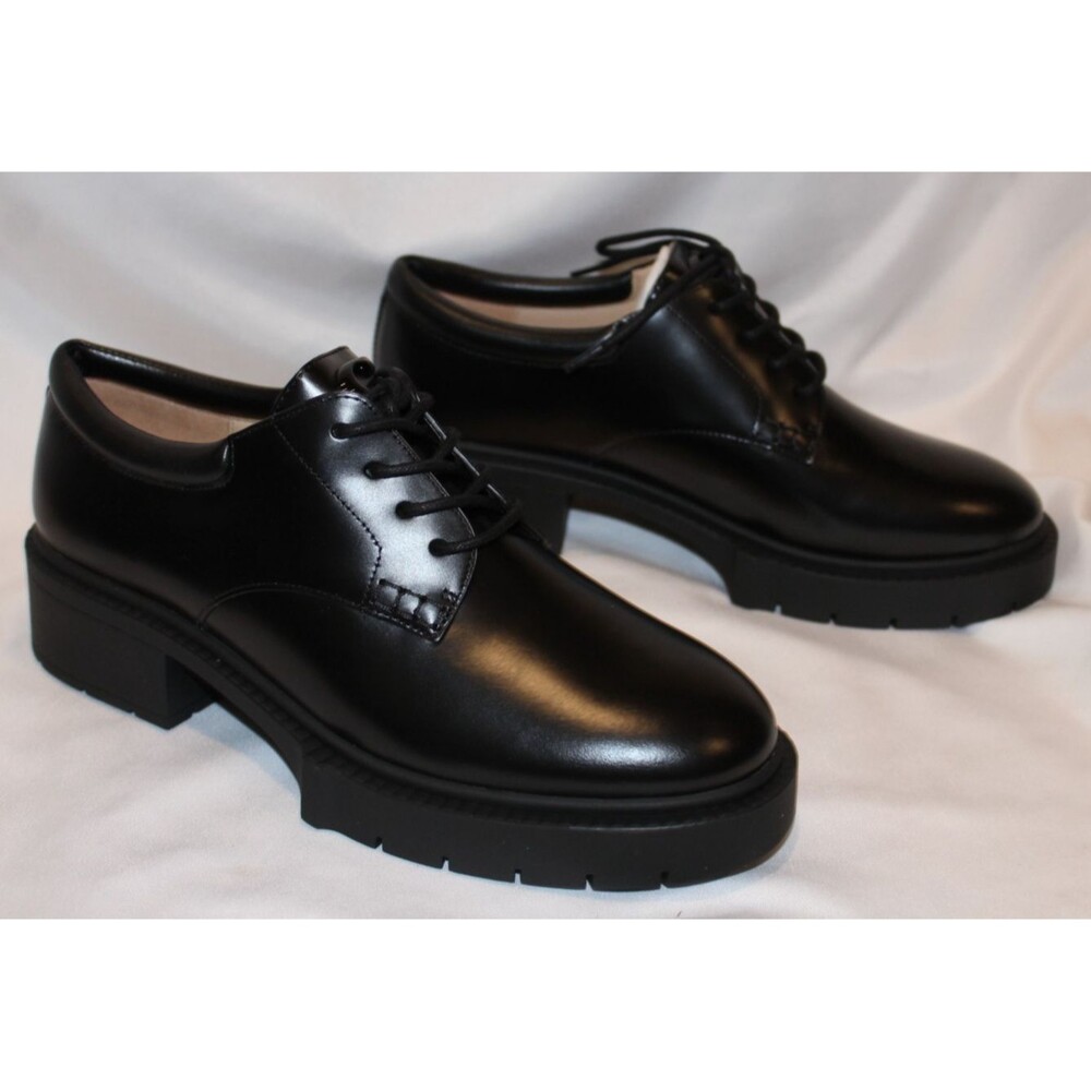 Coach Women's Lyla Platform Leather Oxfords Black Leather NIB‎ - Picture 3 of 9